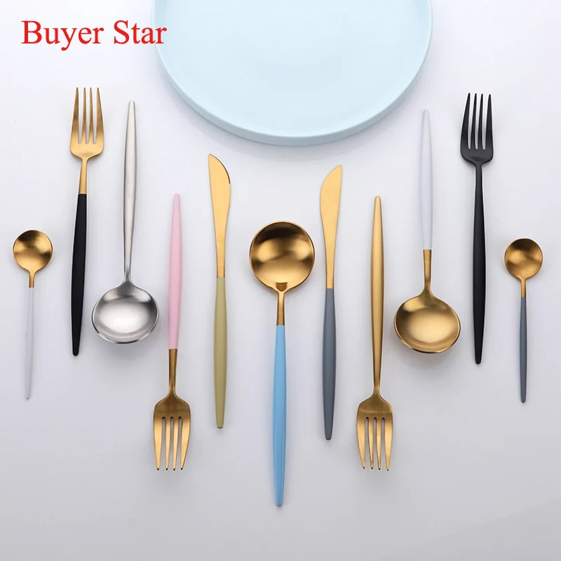 Modern Tableware Stainless Steel 18/10 Luxury Gold Edible Cutlery set