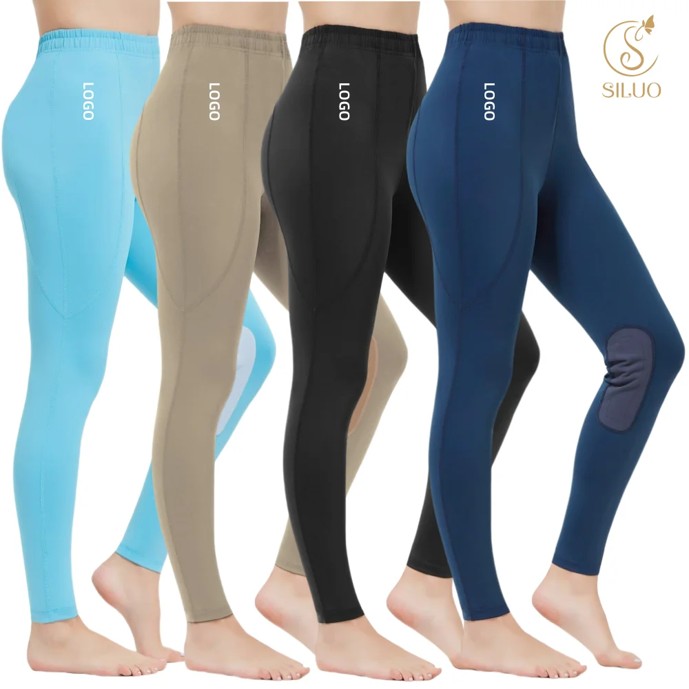 2024 New Kids Riding Tight High Waist Custom Logo Flex Knee Patch Breeches Equestrian Breeches Pants for Girls