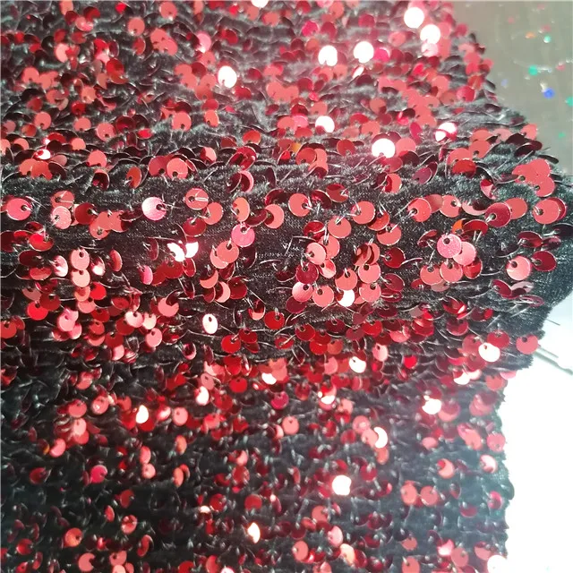 China manufacturer high grade luxury polyester spandex knitted italy black gold beaded embroidery velvet fabric for cloth