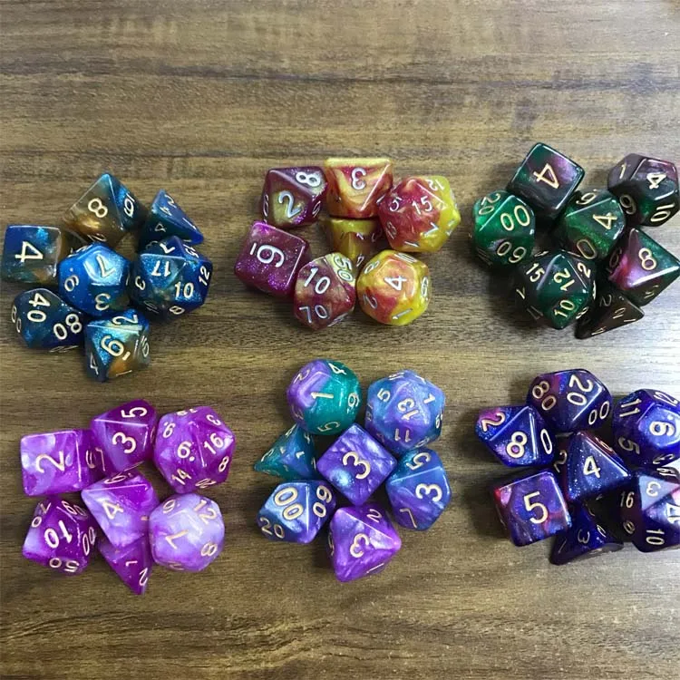 7pcs/set Dice Gift Set Tabletop Roleplaying PRTG Games Resin Polyhedral DND Dice