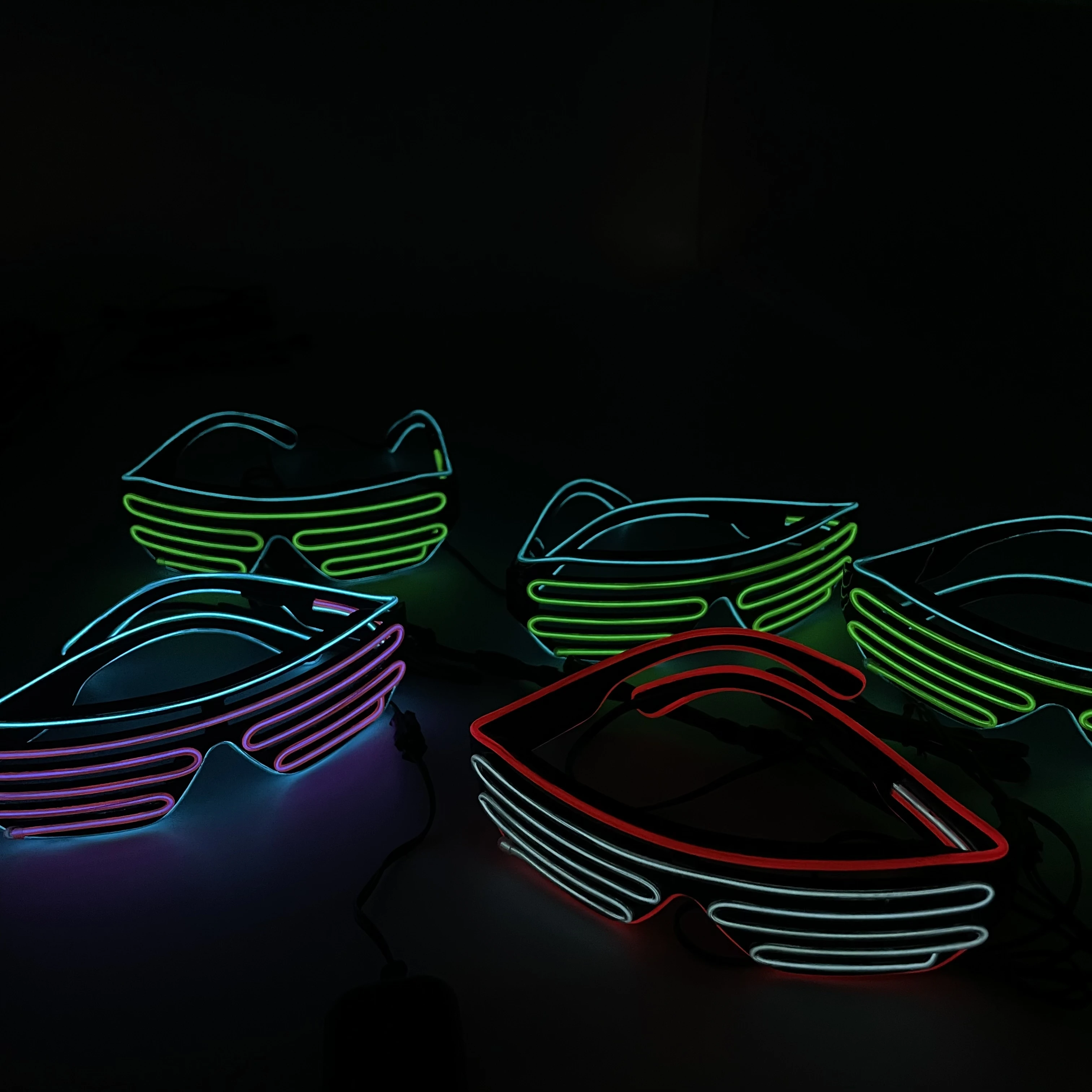 New Technology Light Up Fashing Rainbow Shutter Shade Frame Event Party Decorative El Wire Glasses