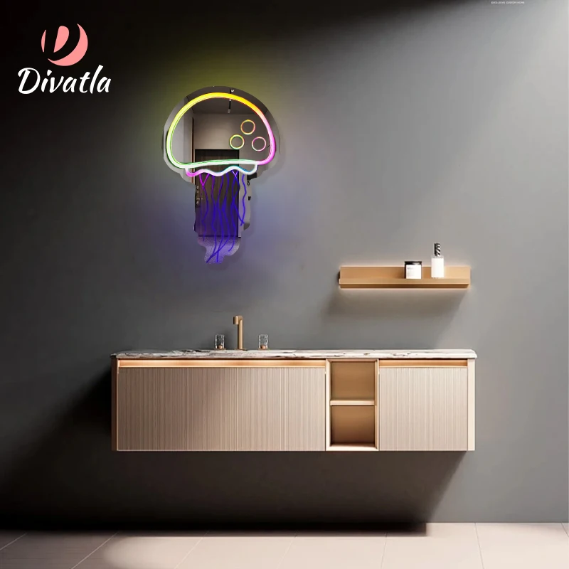Divatla Custom Personalized Love Dreamcolor Neon Mirror With Led Light For Wedding Bedroom Decor Neon Light Mirror