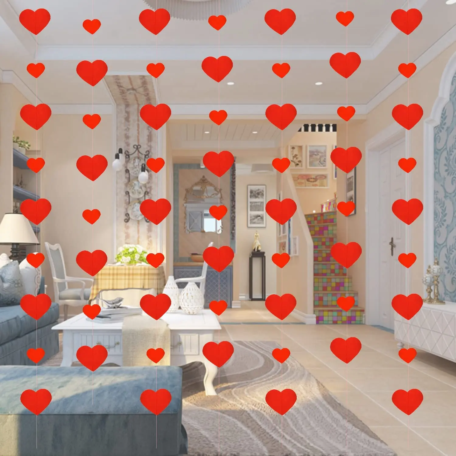 Durable Hanging Felt red heart-shaped banner garland Wedding party decoration