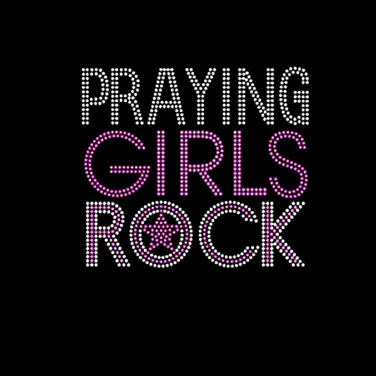 Pray Slay T shirt rhinestone iron on crystal transfer