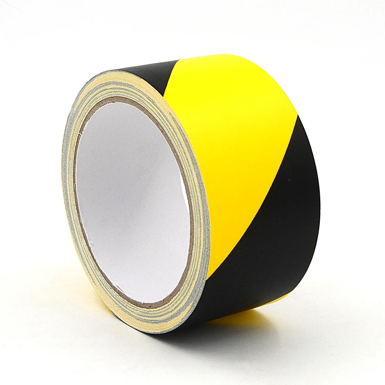 Black yellow stripe floor marking warning cloth hazard duct tape for underground marking