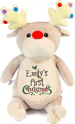 Рождественский подарок на заказ, плюшевая мягкая игрушка, олень с вышивкой