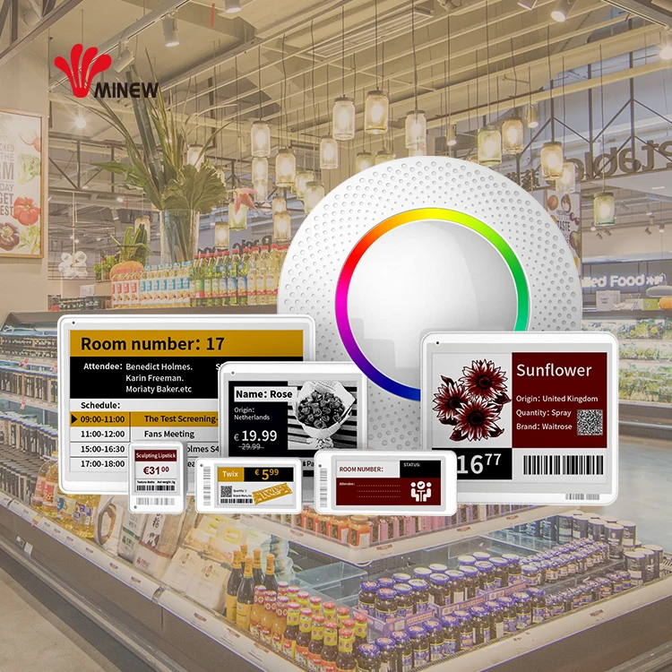 Minew bluetooth 5,0 2,4 ГГц электронная полка эикеточная 1,54 ''2,13'' 2,9 ''4,2'' eink esl комплект с программным обеспечением
