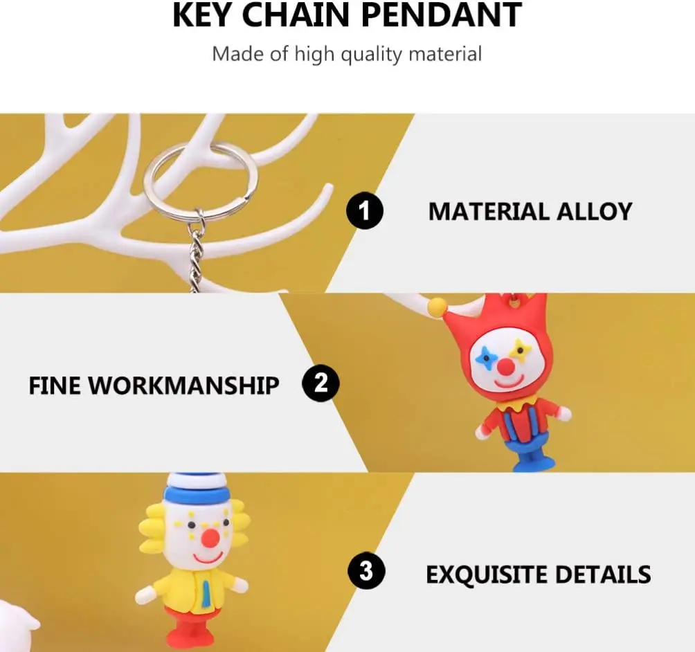 Customized High Quality 3D Clown Keychains Mini Joker Characters Figures Key Chains for Gift