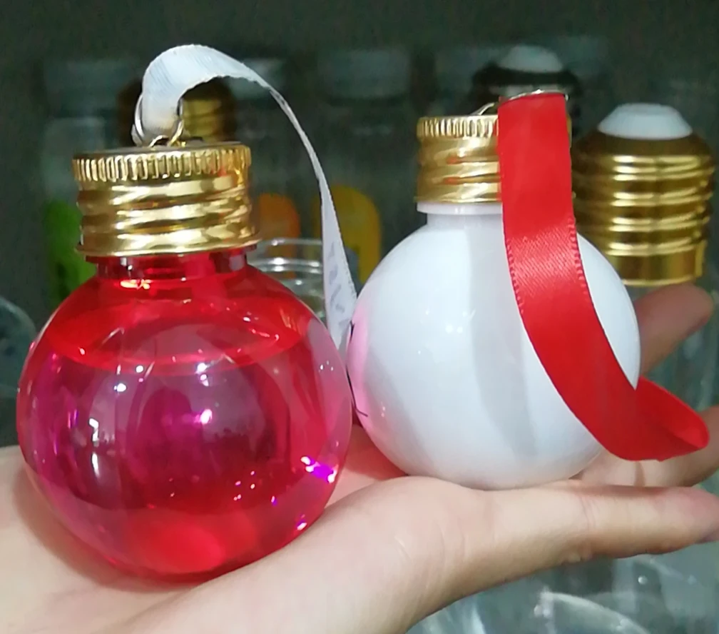 100ml spherical plastic juice bottle transparent round bulb bottle with aluminum lid