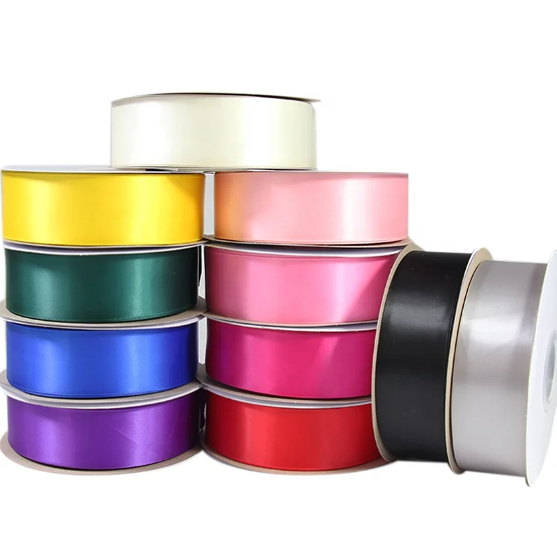 Custom Stocked 196 Colors Satin Ribbon 4 cm Solid Color Plain Polyester Ribbons Supplies for Ribbon Roses