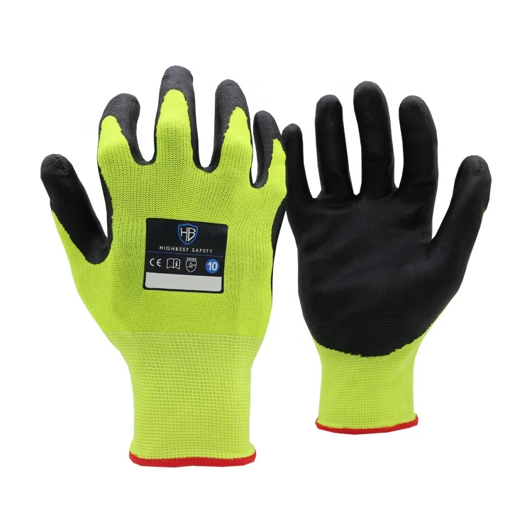 Working Gloves Manufacturer HB SAFETY Touch screen mobile phone operating glove MED ONE fluorescent nitrile easy to operate