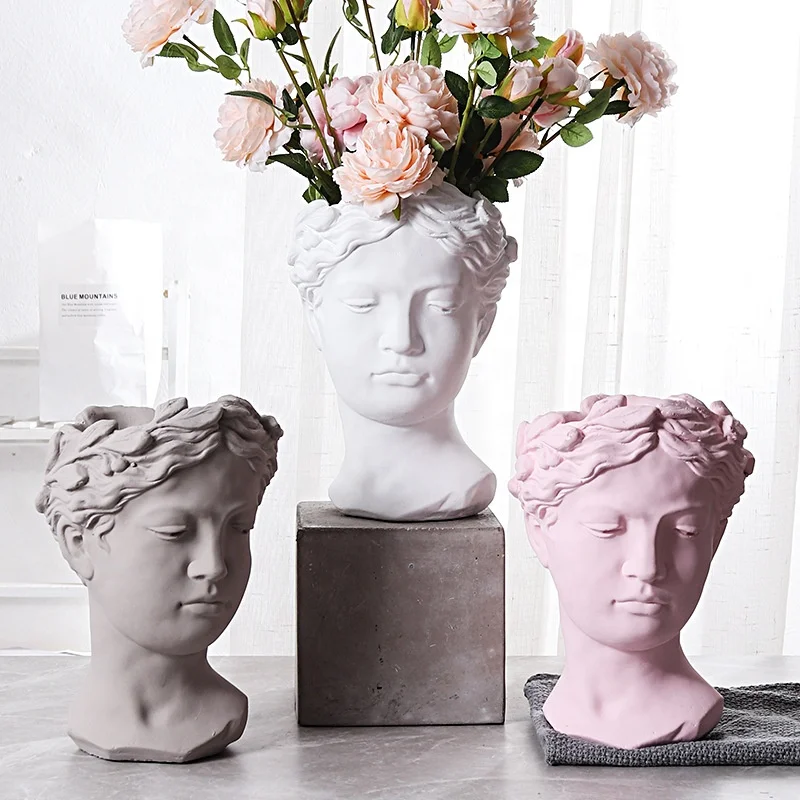 Wholesale Customized Venus Head Planter Face Flowerpot The Queen Of Love Flower Pot Handicrafts Planter Cement figurines Vase