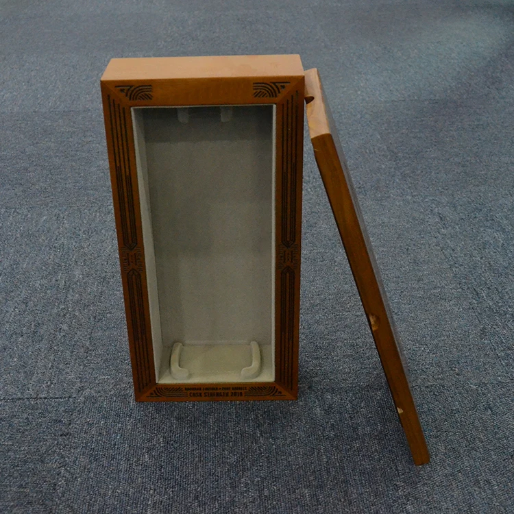 Cylindrical Brown Logo Wooden Storage Box For Wine
