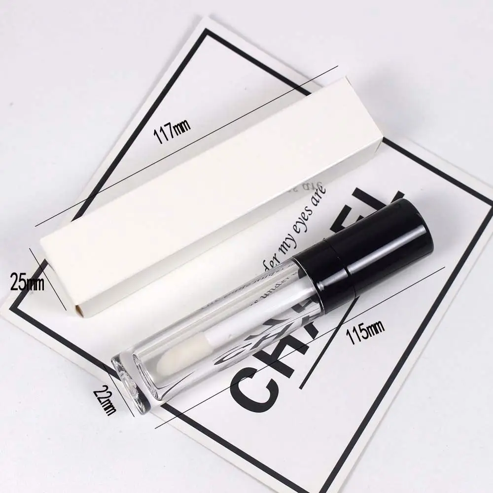 Black white light film lip gloss tube box Lip glaze Lip glaze empty carton 25*25*117mm 8ml with big brush big wand & box