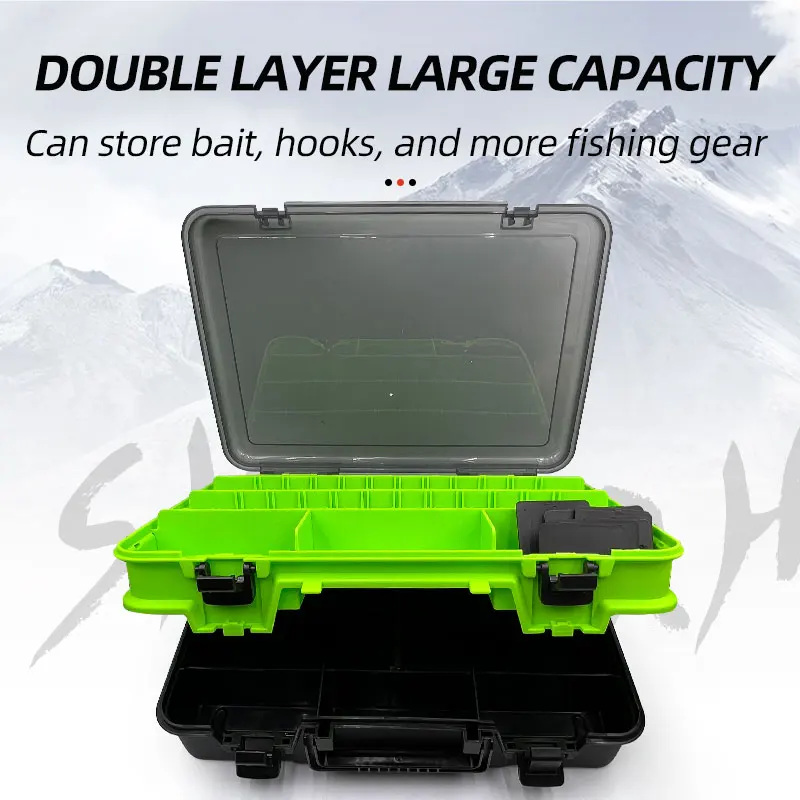Double Layer Tackle Lure Box with Adjustable Dividers Multifunction  Outdoor Fishing Large Capacity Storage Fishing Tool Box