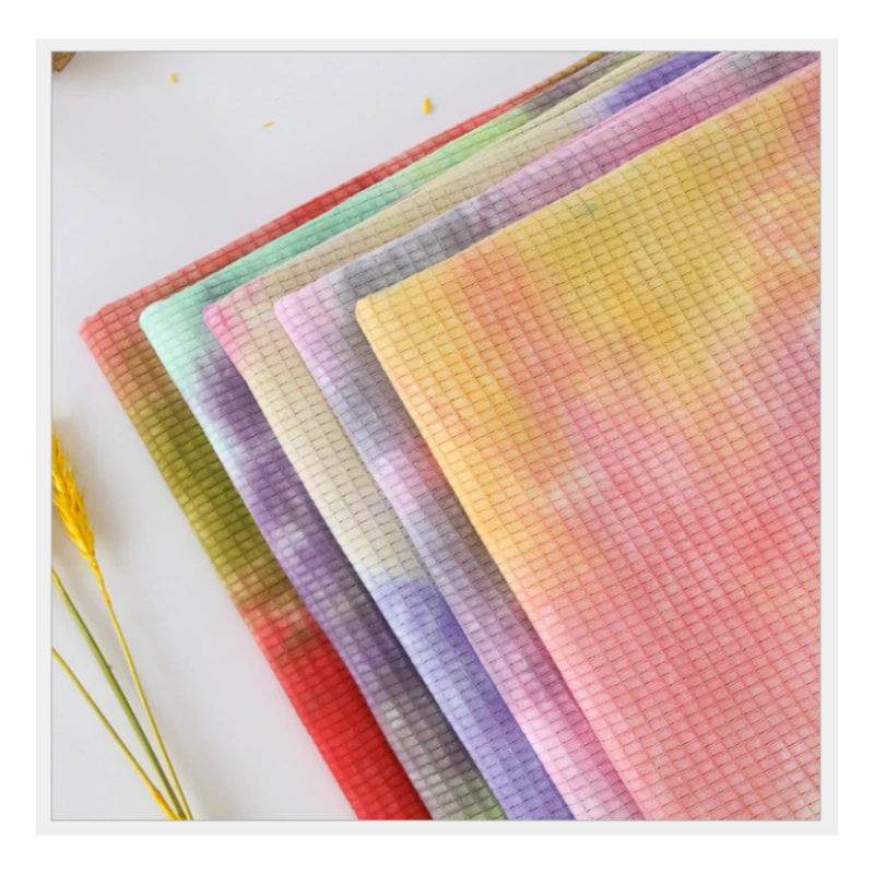 Free A4 sample service 160gsm Knit 100%cotton tie dye rib fabric for garment