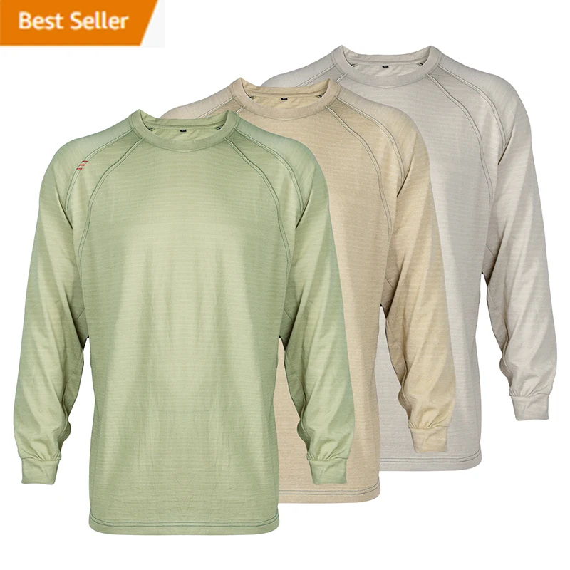 NFPA 2112 Wholesale Inherent Fire Resistant Working Fireproof Clothing 4oz Knit Flame Retardant Jersey Meta Aramid 1313 FR Shirt