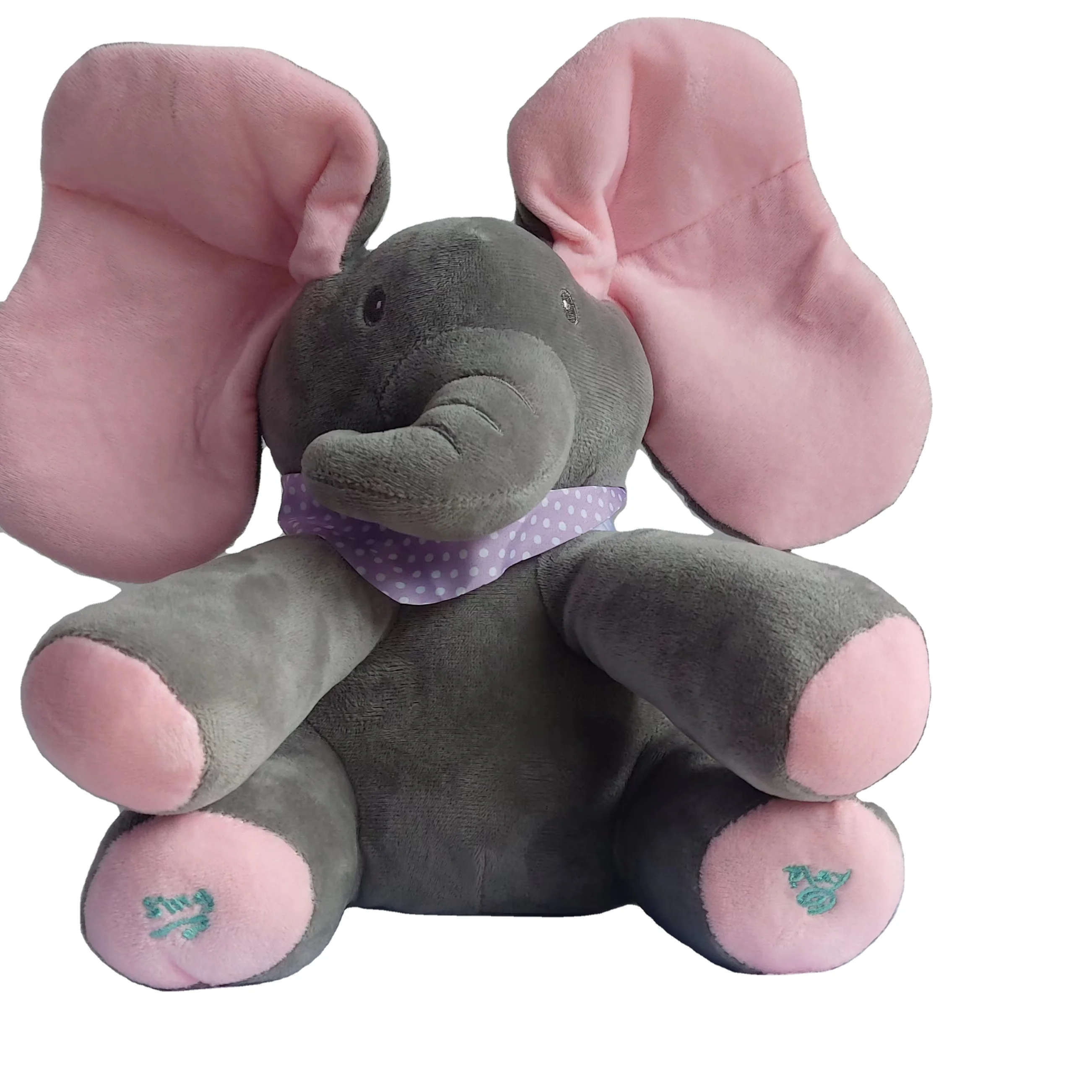 New Sunrise Custom Singing music talking hide and seek Stuffed Animal Toy Peek-a-boo Elephant Electronic-driven Plush Toys