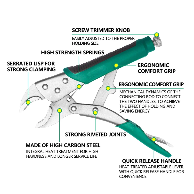 Industrial Grade Vigorous Pliers Multi-Purpose Universal Locking Pliers Non-Slip Pliers With Rubber Sleeve Handles