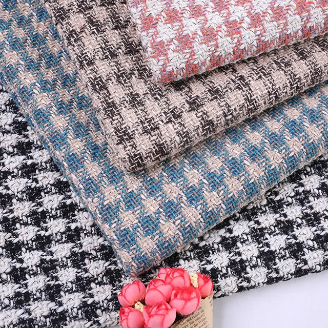 Chavik pattern polyester woolen fabric 650G autumn/winter woolen woven plain pattern small fragrant wind coat dress fabric