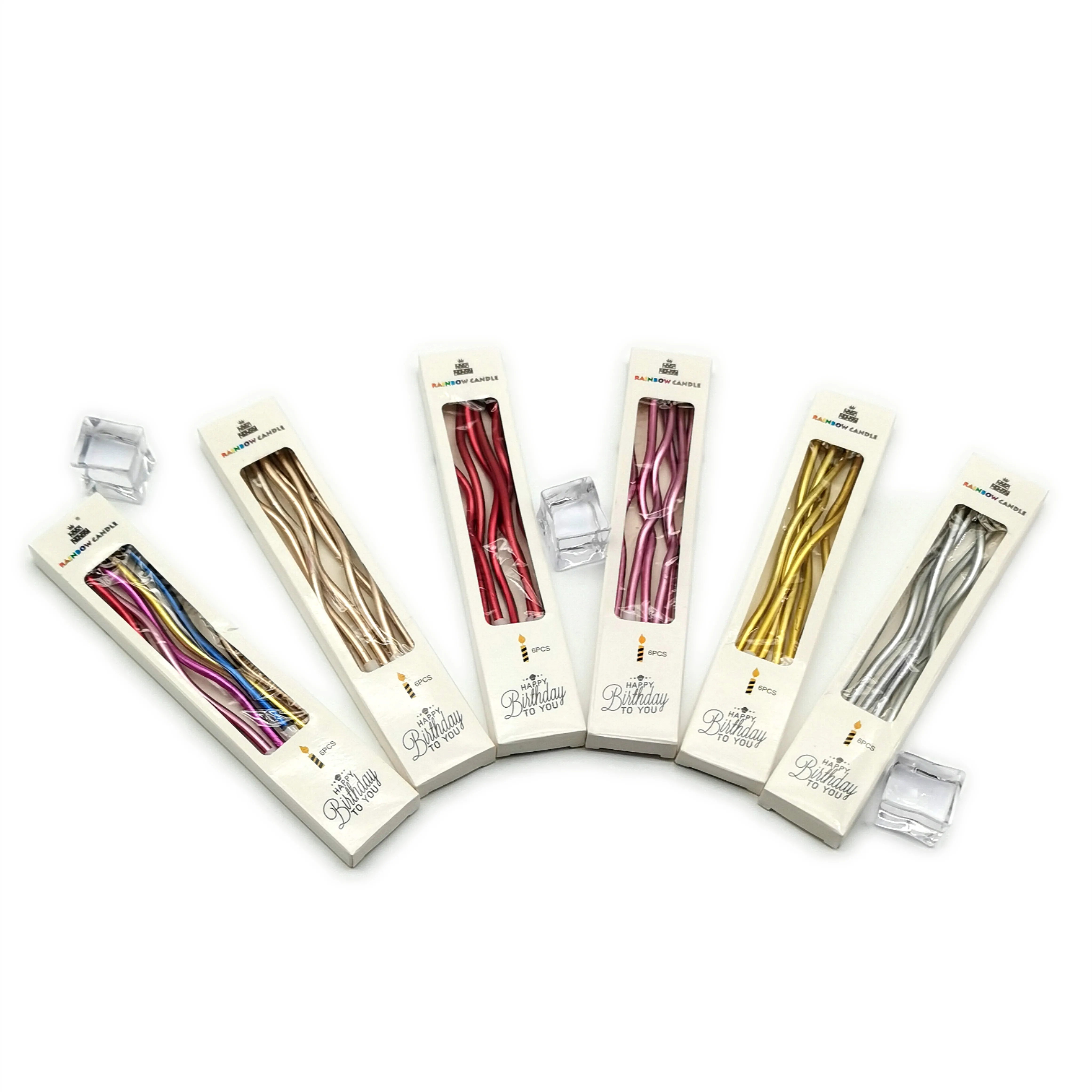 New Products Lilin Ulang Tahun Price reduction spiral gold color 6 long pillar birthday candles