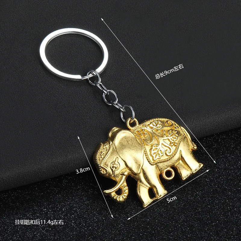 Thailand Elephant Keychain baby elephant 3d metal key chains Retro mini alloy animal keyring Travel gifts Thai elephant keychain