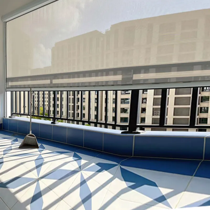 Outdoor Garden Balcony Electric Waterproof Roller Shutter Windproof Industrial Sunscreen Blackout Motorized Patio Roller Blinds