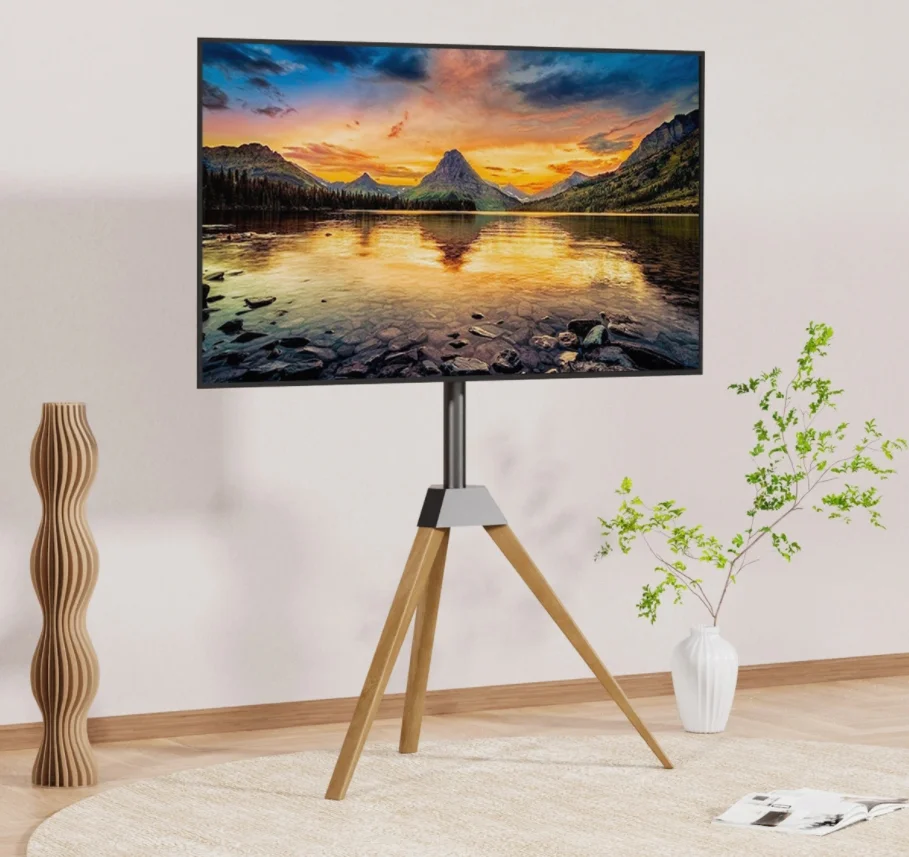 Tripod Easel Swivel Tilt Height Adjustable TV Holder Mount Stand for 32 inch to 75 inch Flat Curved Screen with Cable Management