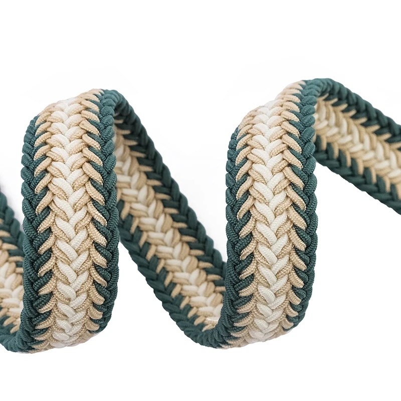 Support custom leather blue white red woven cotton polish leather belt coat needle buckle elastic slim fit belt mens