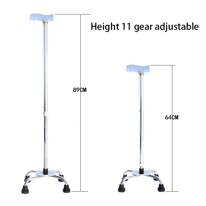 PortableLightweight Foldable aluminum telescopic Collapsible crutch Hand quad folding cane elderly walking sticks for old people