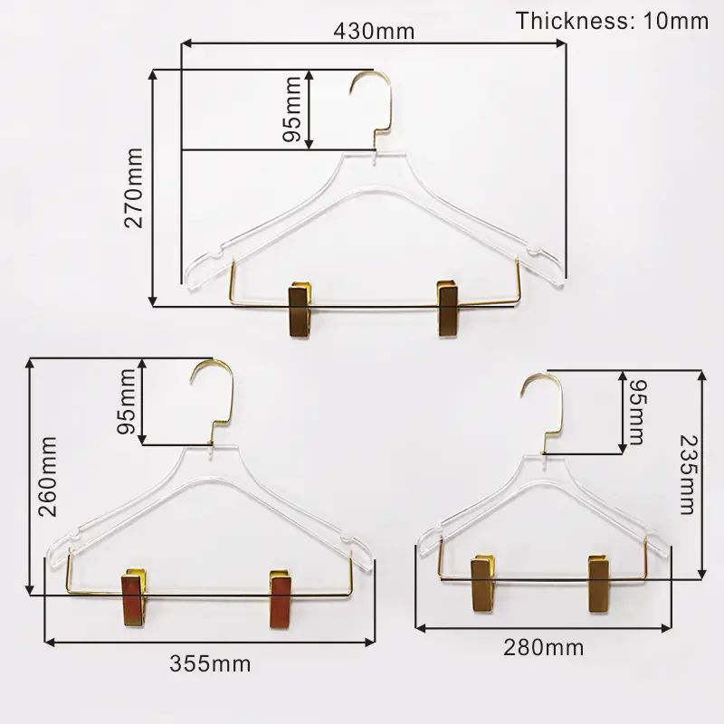 Wholesale clear acrylic coat suits dress clothes hangers for home / garment stores custom size and logo printing