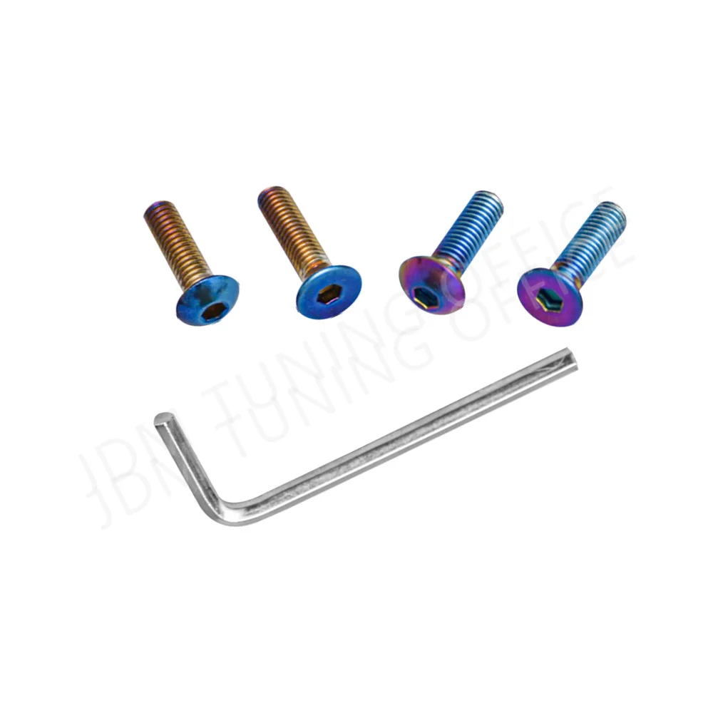 Neo Chrome Blue Titanium Alloy Round/Flat Shape Ti-6Al-4V Allen Countersunk Bolts Screw Fastener For  Vehicle Car Steering Wheel