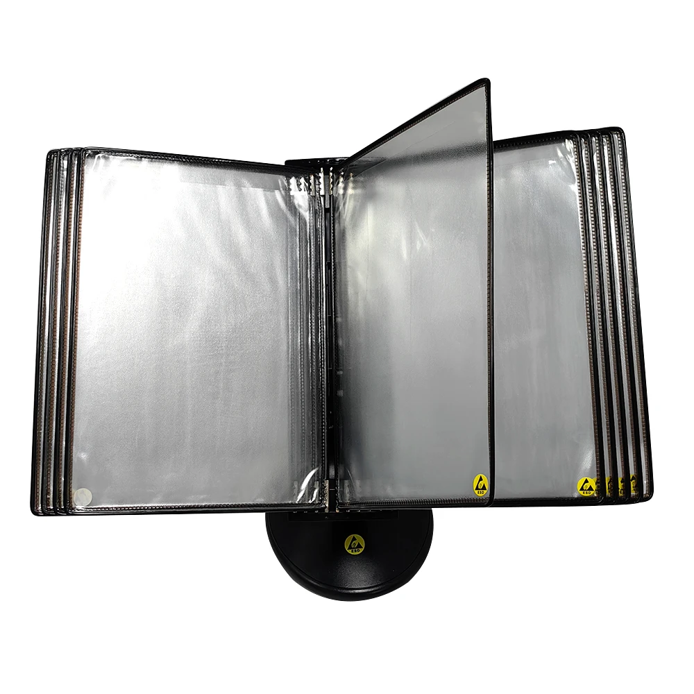 A4 Wall Mounted Rotary Shaft Display Anti-Static Rack ESD Folder File Rack Flipping Information Rack