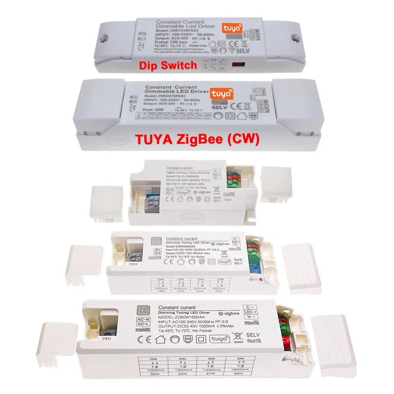 LEDEAST FKS-ZQ7W15X2A Tuya ZigBee Smart Control Dimmable CW выход Светодиодный импульсный источник питания драйвер для коммерческого освещения