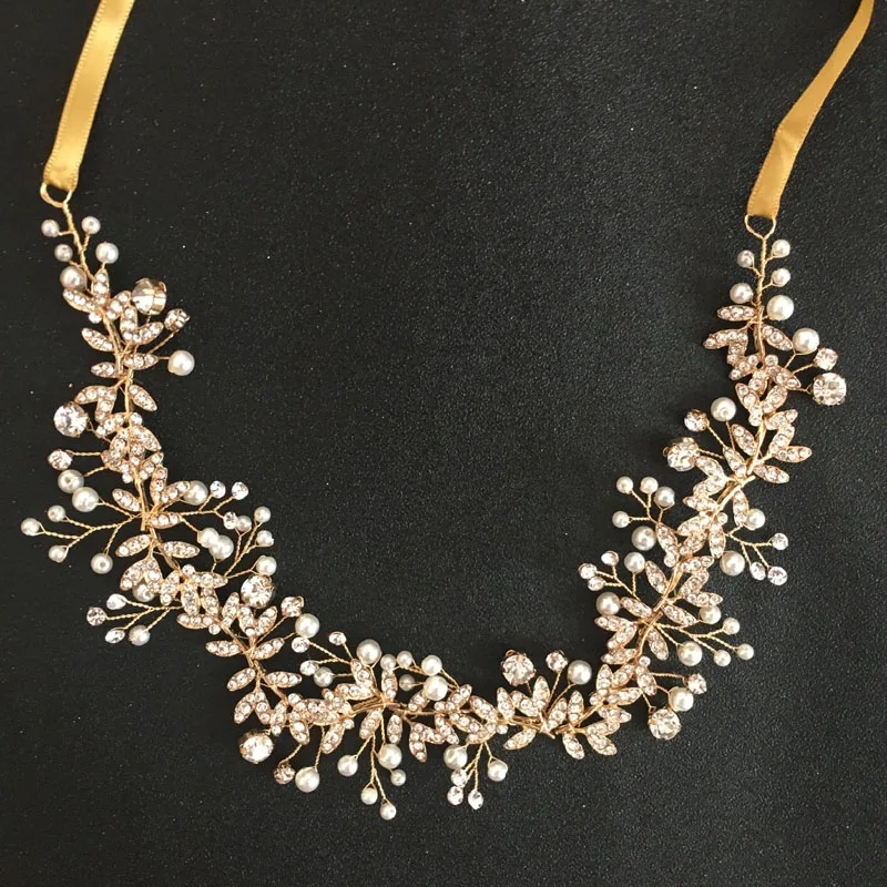 
SLBRIDAL Handmade Wired Crystal Rhinestones Pearls Wedding Hair accessories Hairband Bridal Headband Bridesmaids Women Jewelry 