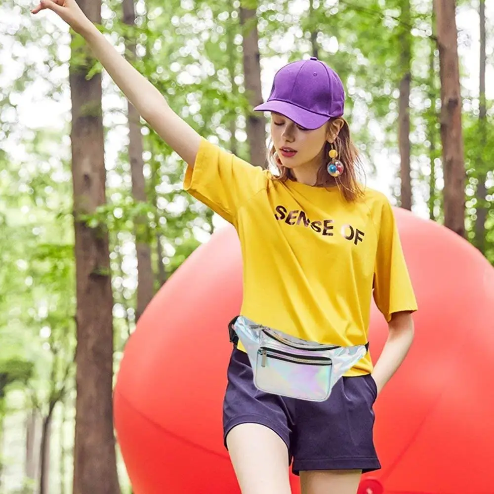 
Amazon hot sale shiny holographic Fanny pack custom logo pouch Waist bag for party 