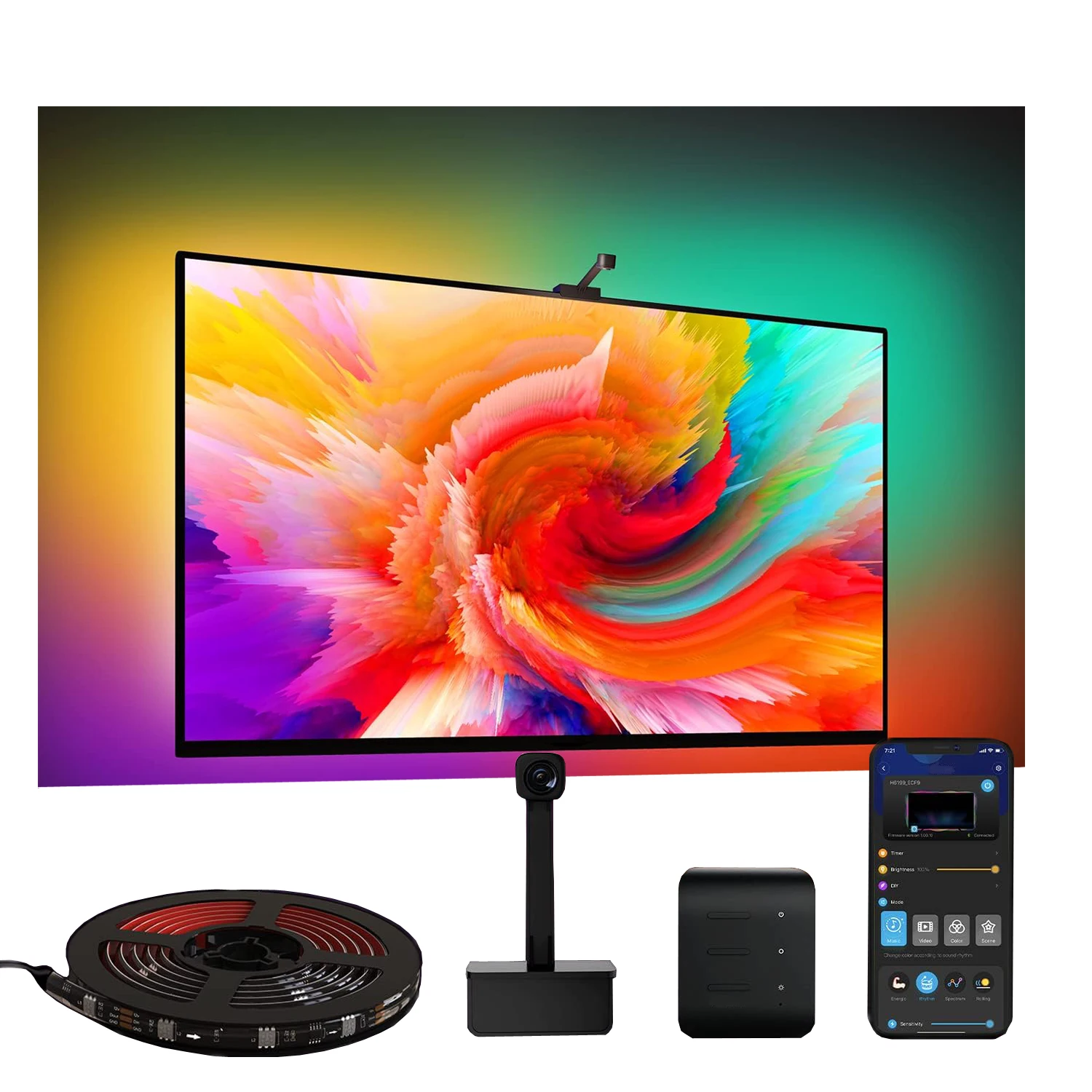 IP20 3.8m 12V RGBIC Video Game Display Accessories RGB Decor Bar LED Smart TV Backlight Strips Lights With Camera for Tv