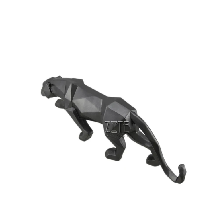 Фигурка животного из стекловолокна в натуральную величину, черная Геометрическая Смола, скульптура Пантеры