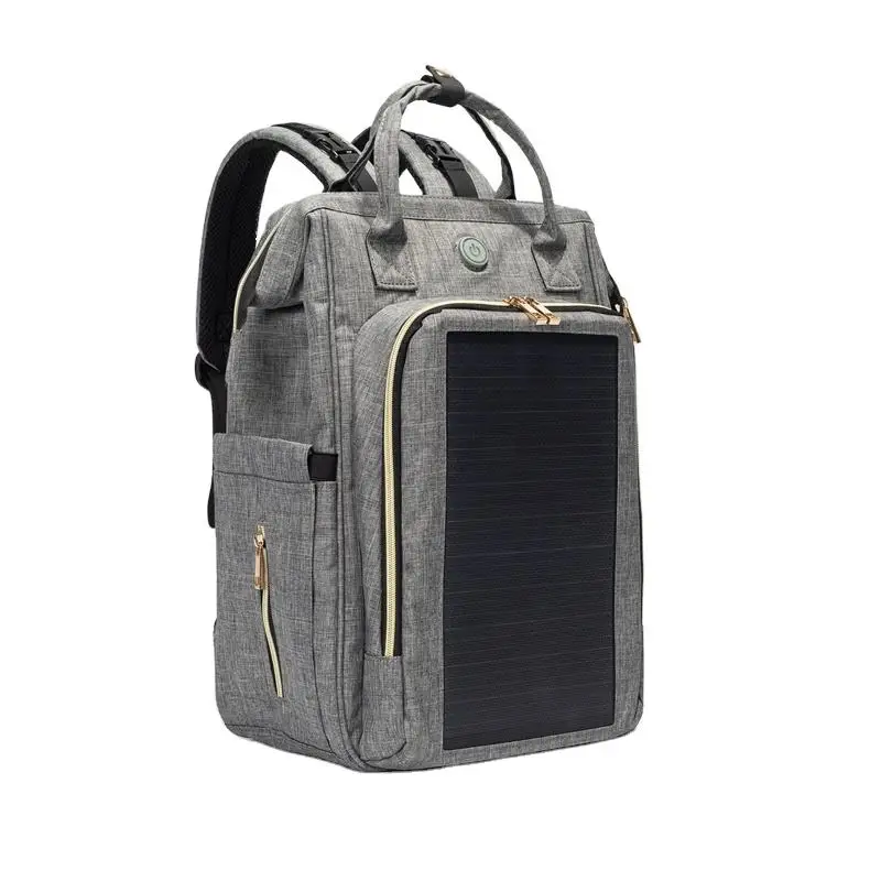 Anbosunny Wholesale Price Ozone Disinfection Mommy Travel Nappy Diaper Bags Backpack with Solar Panel
