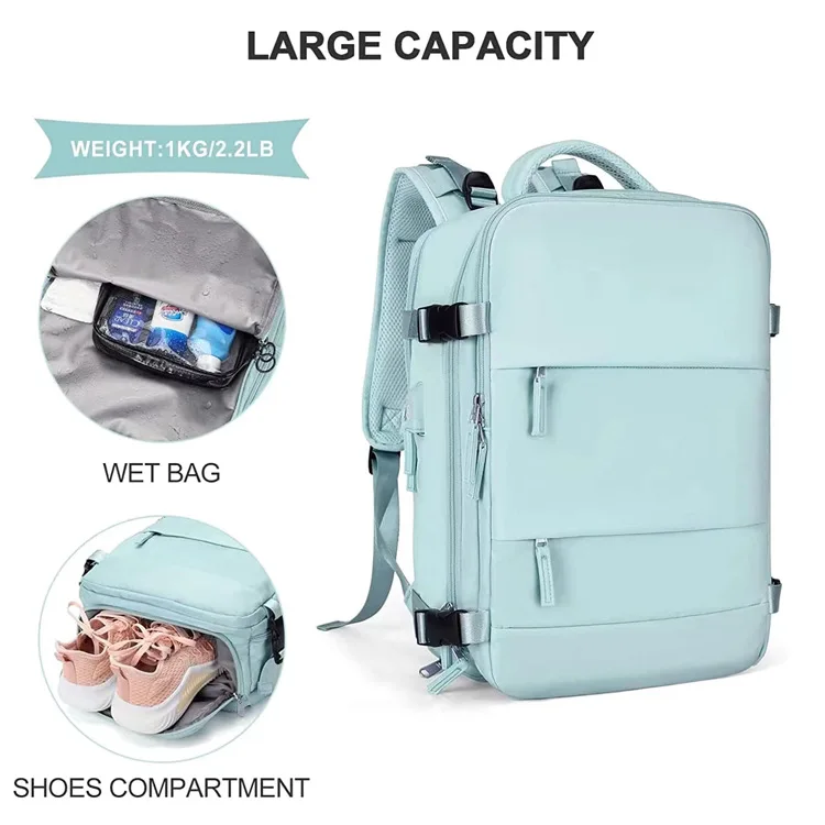 High Quality Custom Business Laptop Backpack USB Computer Weekender Bag Knapsack Rucksack for Women Lady Carry on Flight Travel