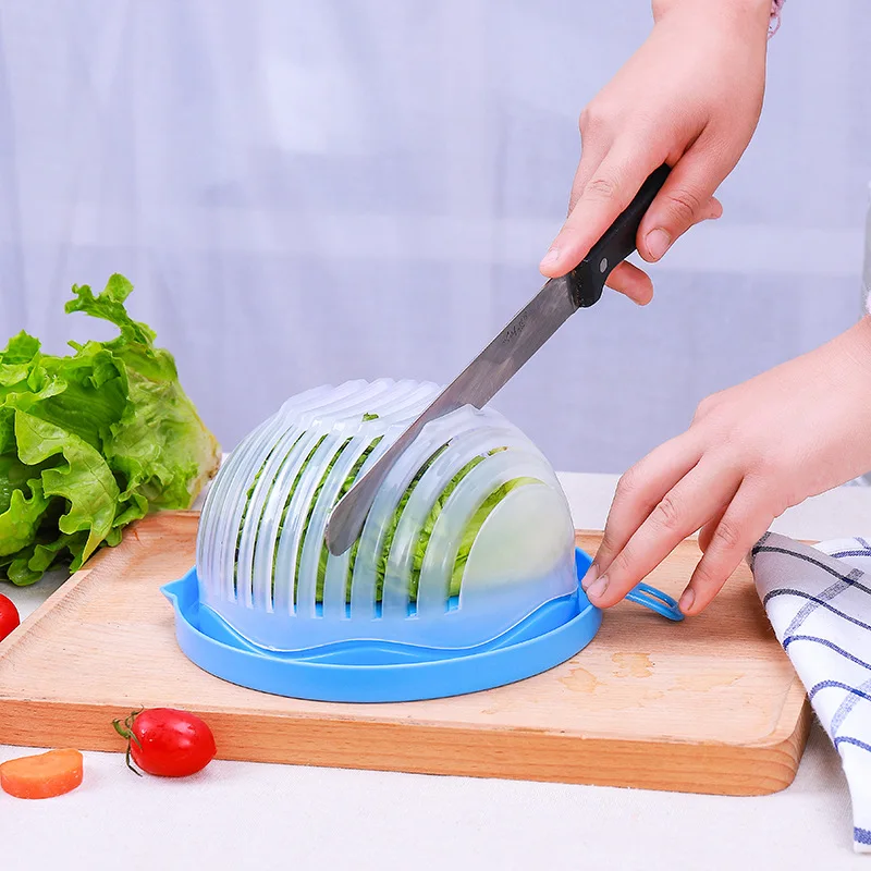 Salad maker multifunction vegetable chopper bowl plastic salad slicer vegetable cutter with lid