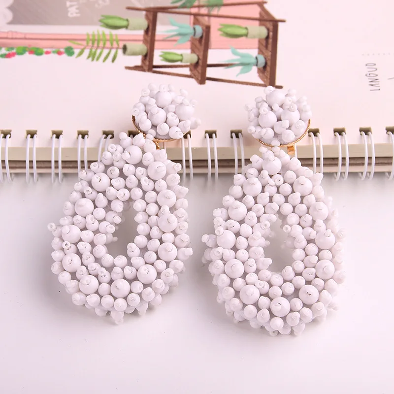 Hand-woven rice beads trending jewelry products 2023 new arrivals drop chandelier earring