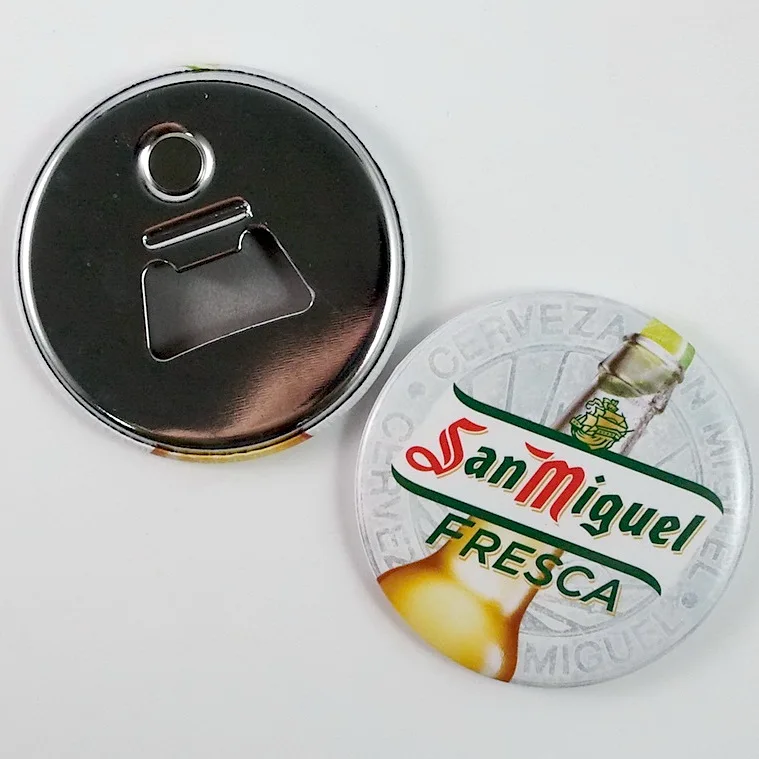 add logo customize tin bottle opener fridge magnet , round shaped 58mm size Magnetic beer bottle opener