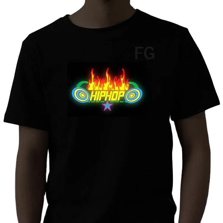 Fashion EL product shirts led flashing light display equalizer  el panel led t-shirt for adult party favors