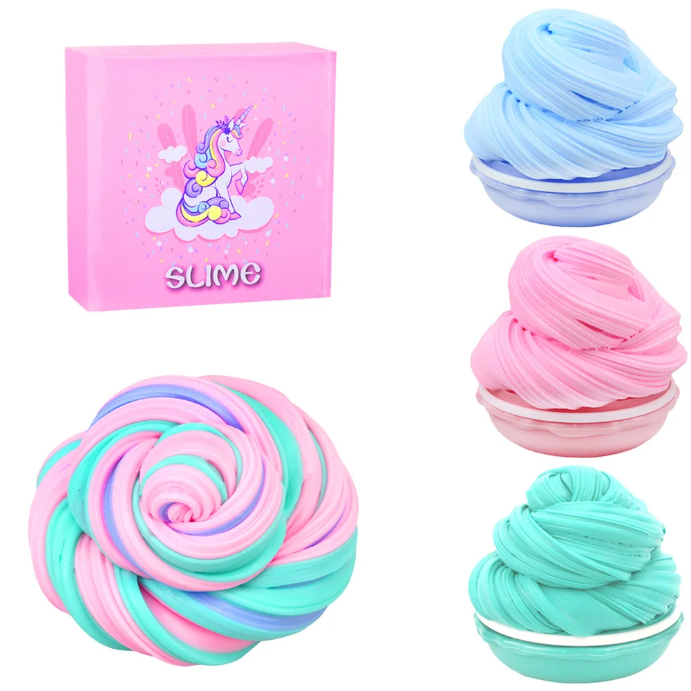  Hot New Release 3 Pcs 100ml Macaron Fluffy Slime Set Toys Stress Relief for Kids