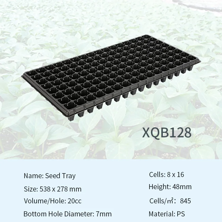 Hot Sale 128 cells 0.8mm 0.9mm 1.0mm seed tray PS germination tray for nursery of vegetables 128 plastic seedling tray