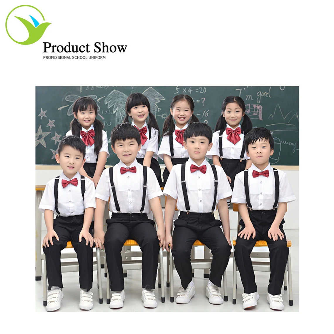 
Design custom primary kids white color skirts black shirt pants wholesale school uniforms for boy girl 