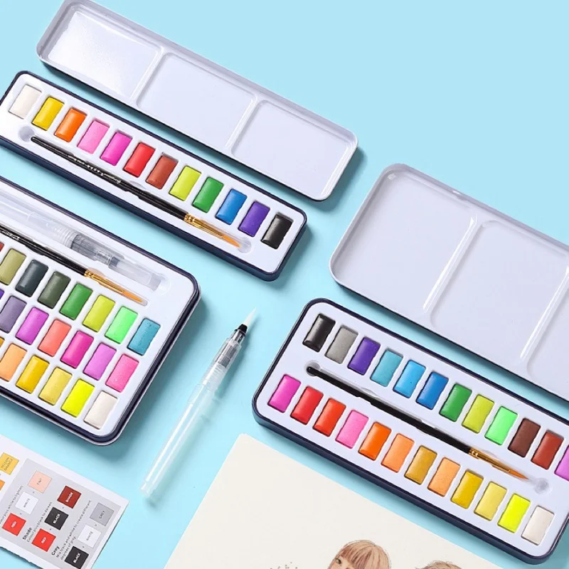 Beginner Gouache Paint Solid Watercolor Set Square 36 Watercolor Paint Set For Dry