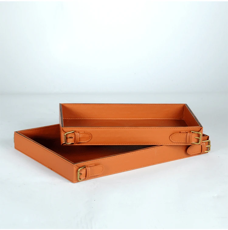 
Modern minimalist European classical style leather ornaments storage tray 