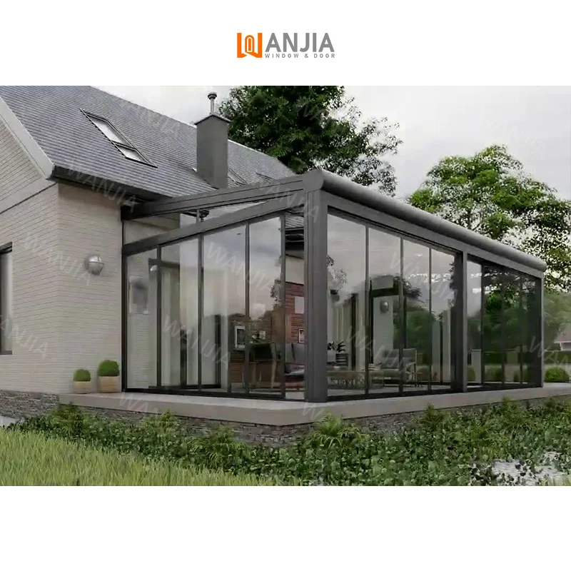 Industry Leader New Arrival Glass House Conservatory Villa Exterior Four Seasons Room Aluminum Sunroom Soundproof Sunroom